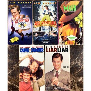 Jim Carrey VHS Lot 5 Ace Ventura Pet Detective The Mask Dumb & Dumber Liar Liar